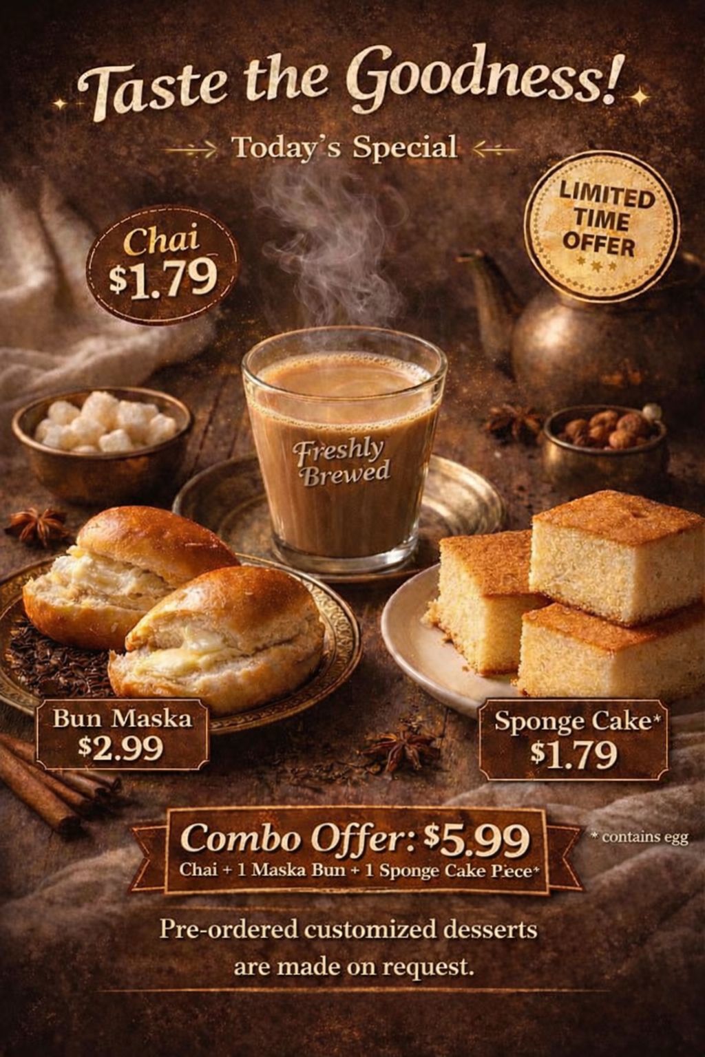 Chai, Bun Maska and Sponge Cake — Ghar Ka Swad